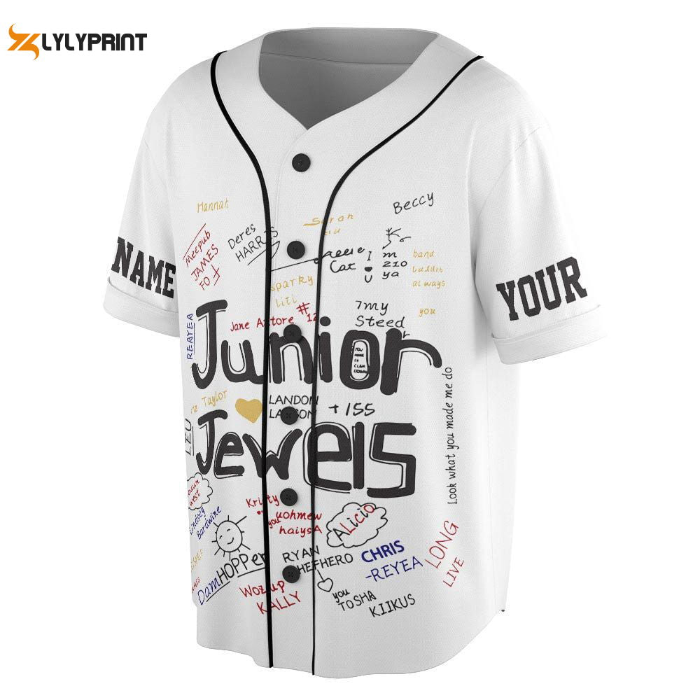 Custom Name And Number Junior Jewels Music Baseball Jersey, You Belong With Me Merch - lylyprint.com
