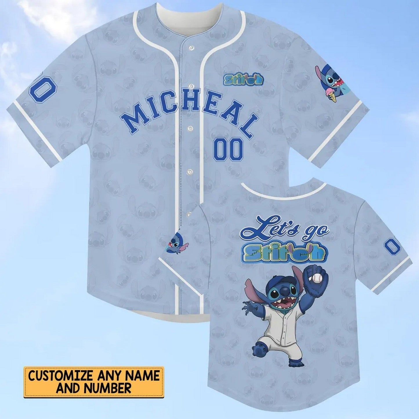 Custom Name And Number Sporty Stitch Blue Baseball Jersey