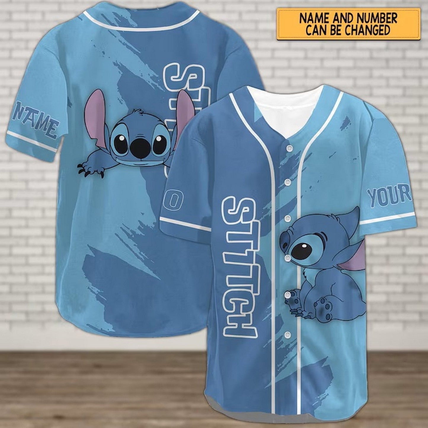 Custom Name And Number Stitch Blue Baseball Shirt