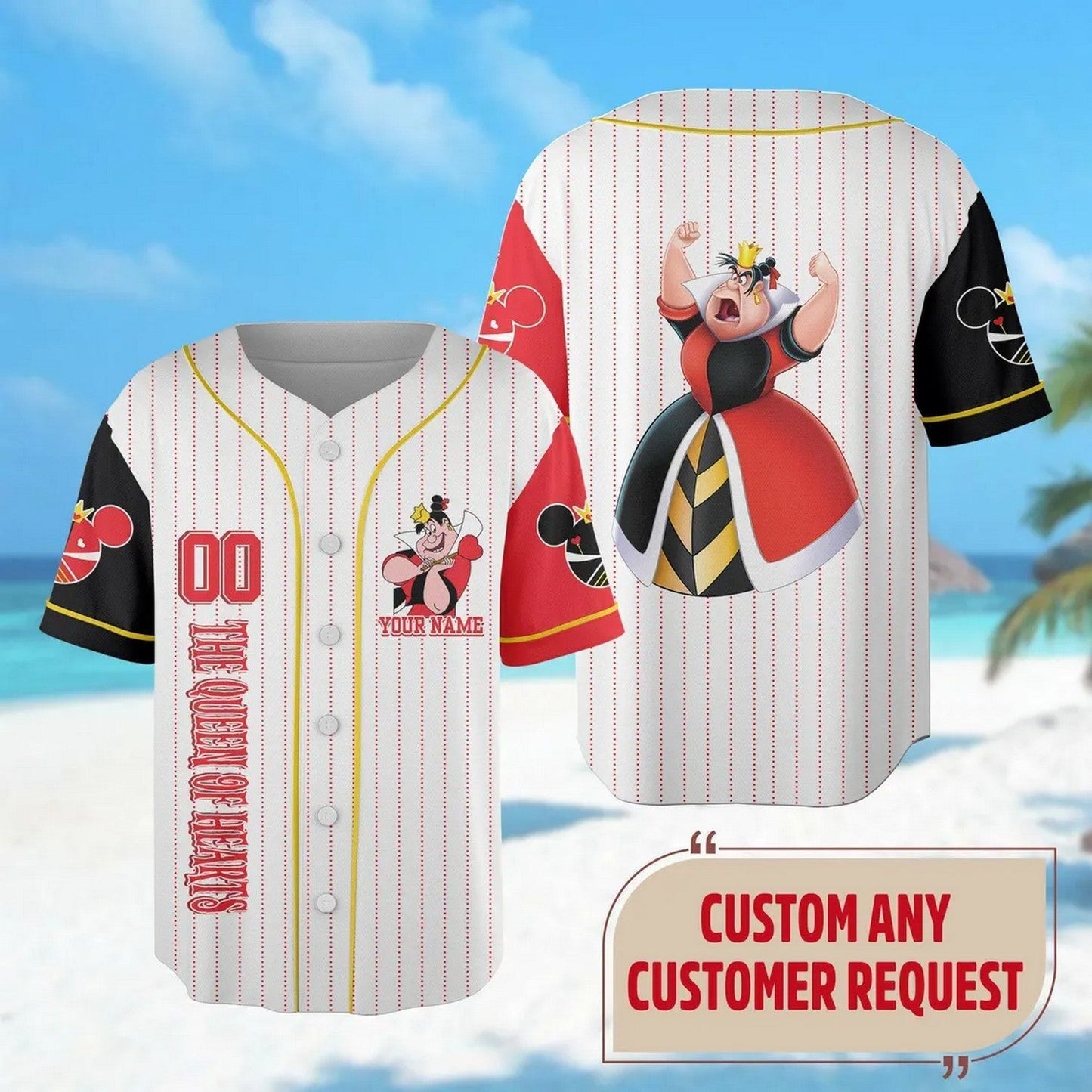 Custom Name And Number The Queen Of Hearts Alice The Wonderland Baseball Jersey