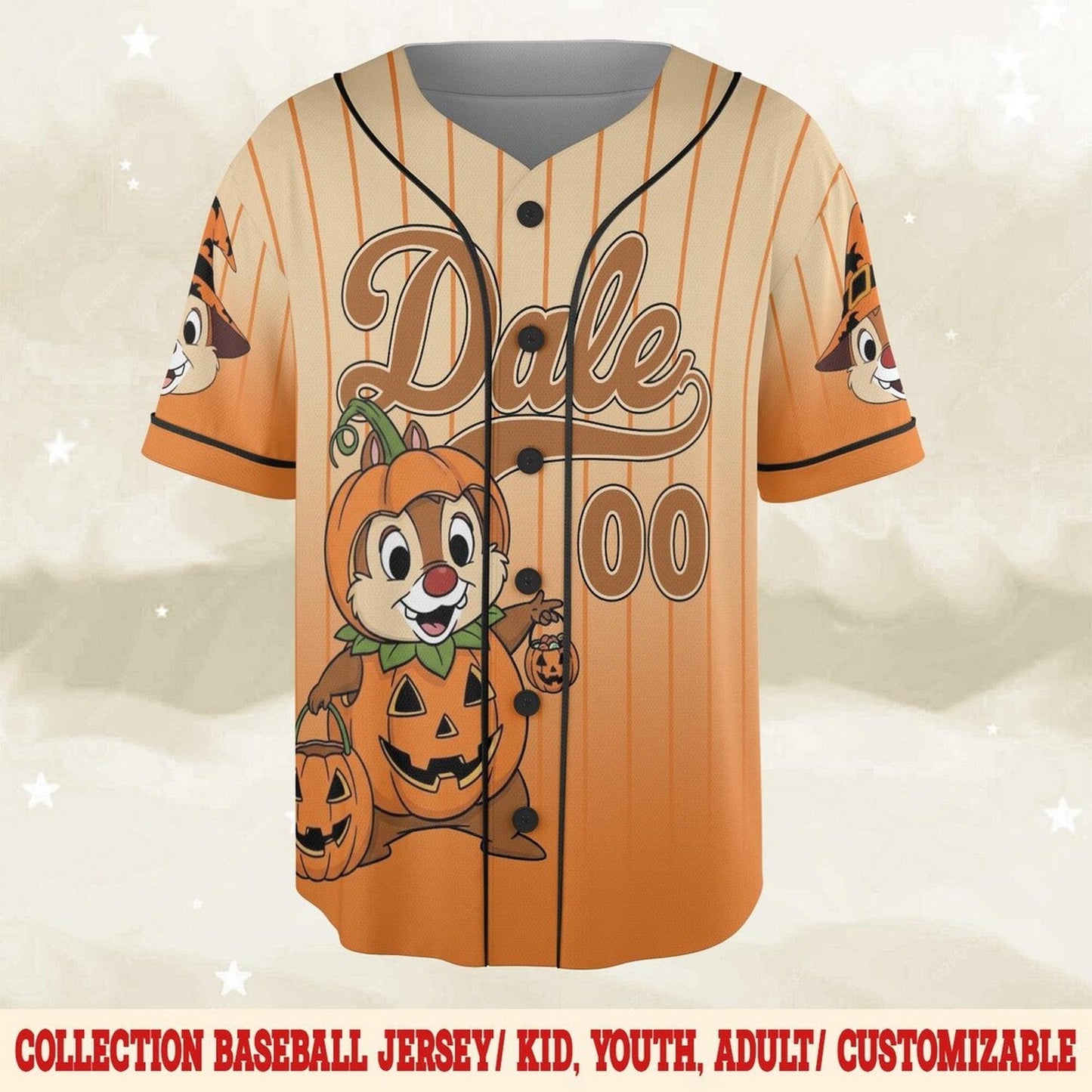Custom Name Chip And Dale Halloween Baseball Jersey