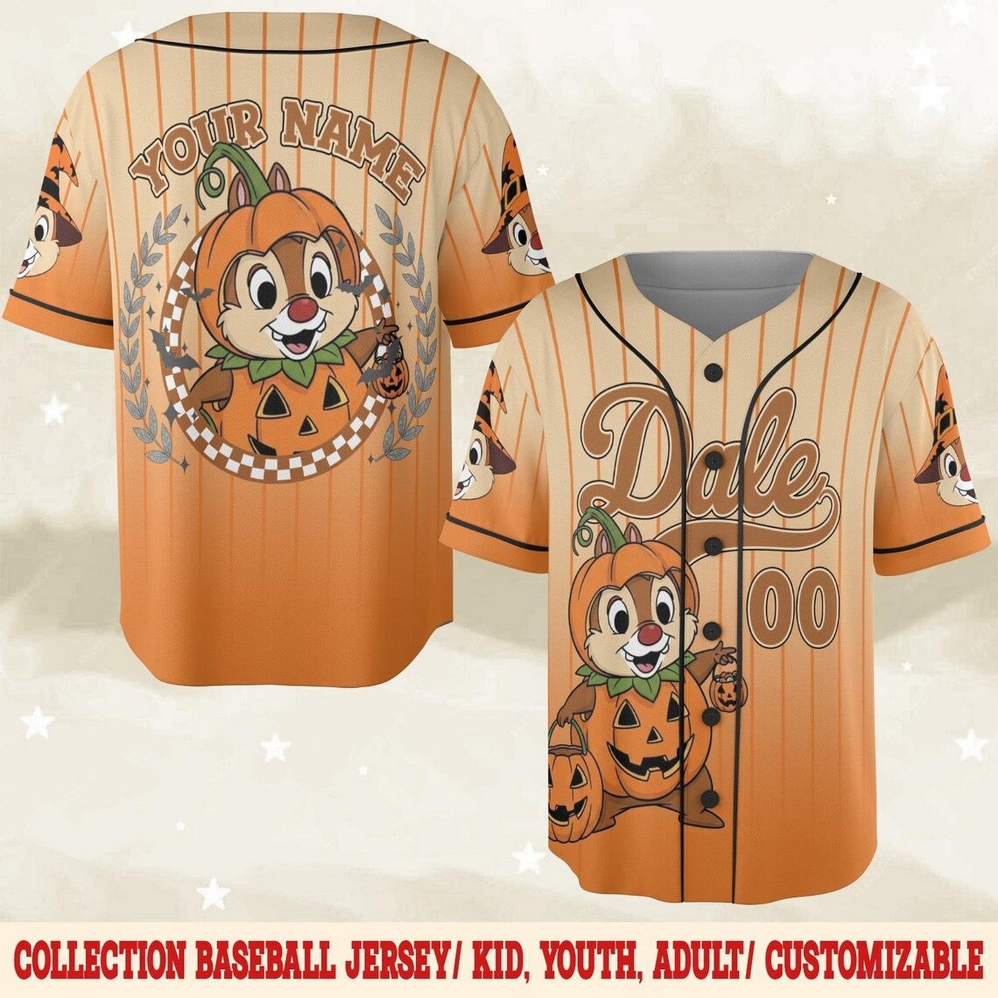 Custom Name Chip And Dale Halloween Baseball Jersey