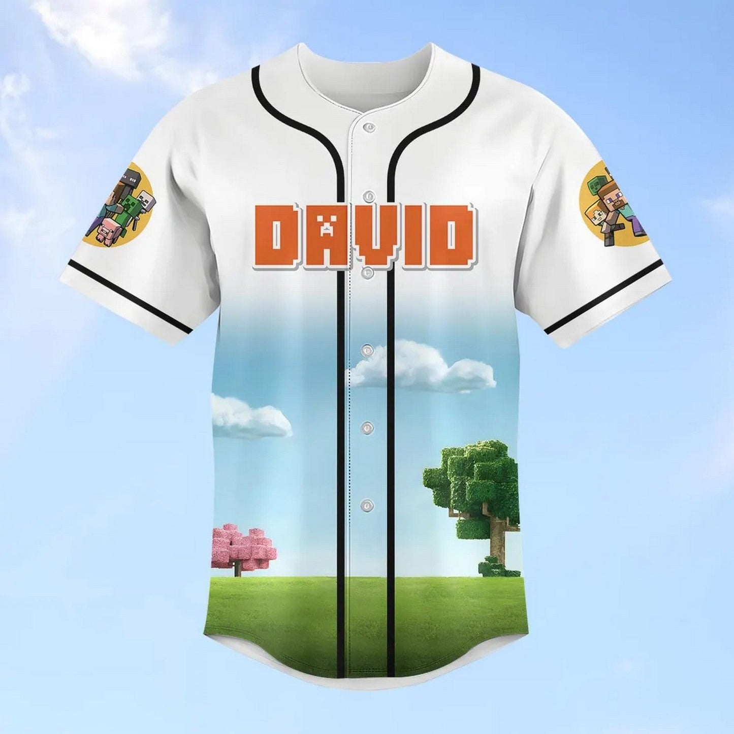 Custom Name Creeper Minercraft Baseball Jersey