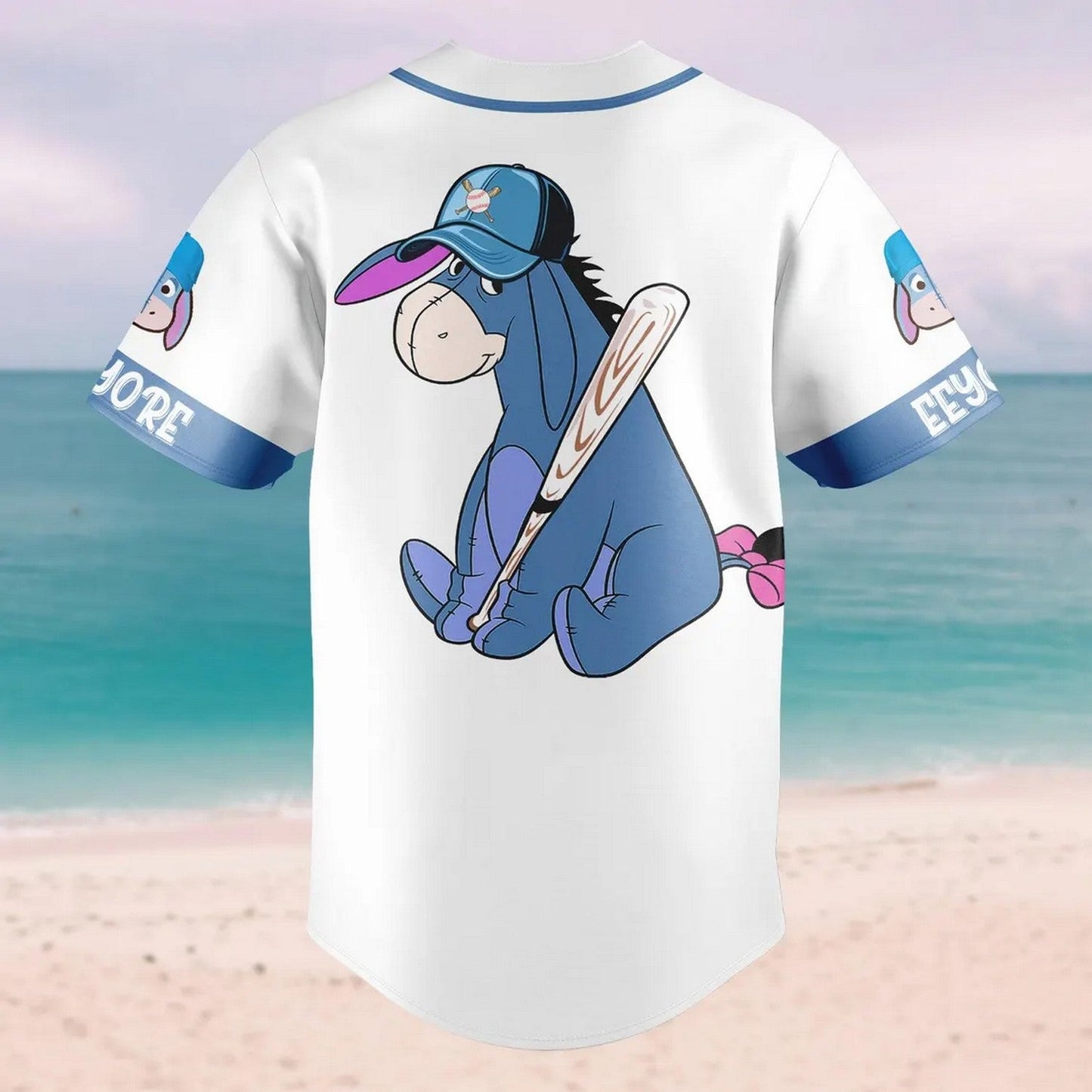 Custom Name Eeyore White Baseball Jersey