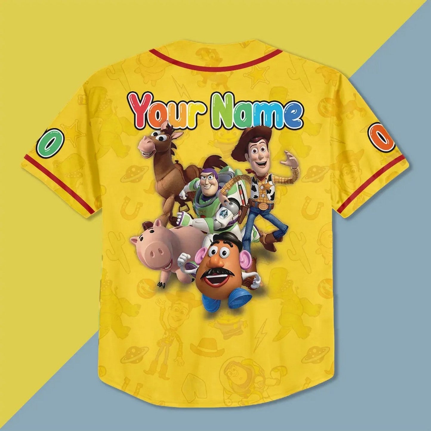 Custom Name Funny Toy Story Character Yellow Baseball Jersey
