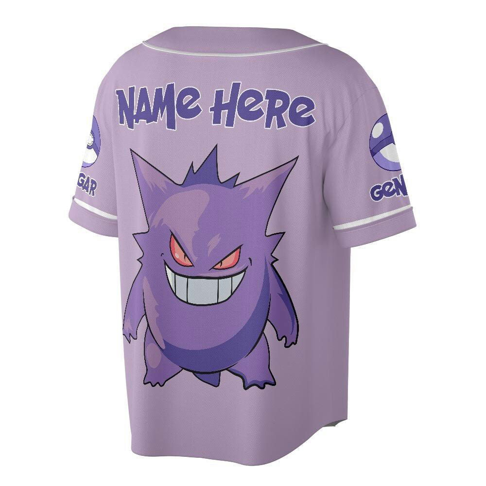 Custom Name Gengar Unisex Baseball Jersey - lylyprint.com