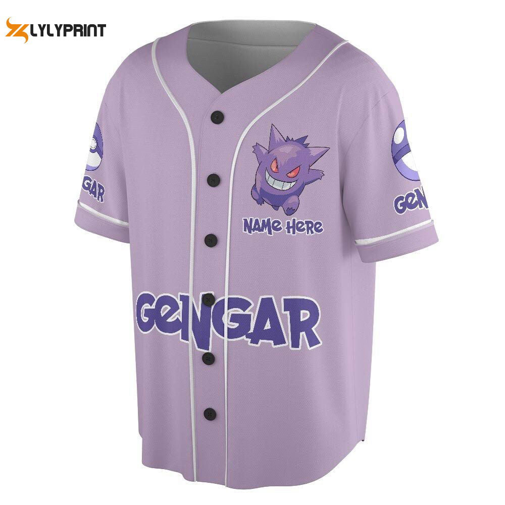 Custom Name Gengar Unisex Baseball Jersey - lylyprint.com