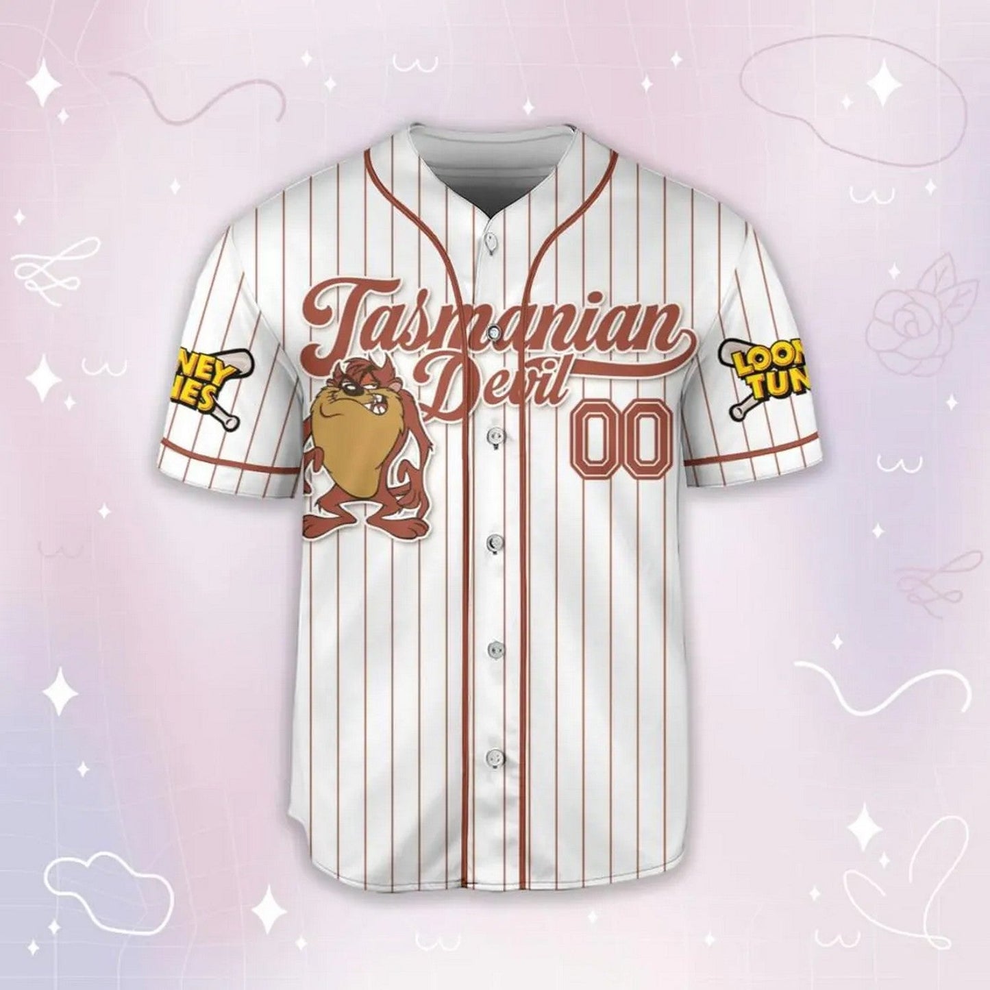 Custom Name Looney Tune Tasmanian Devil Simple Baseball Jersey
