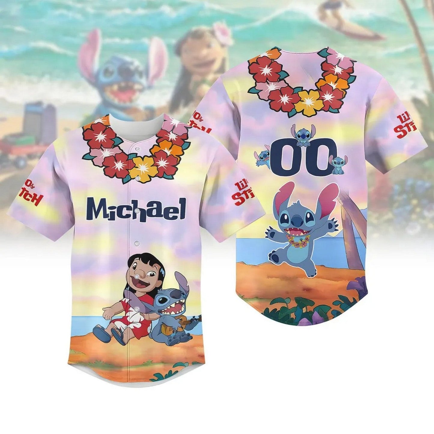 Custom Name Ohana Lilo And Stitch Baseball Jersey