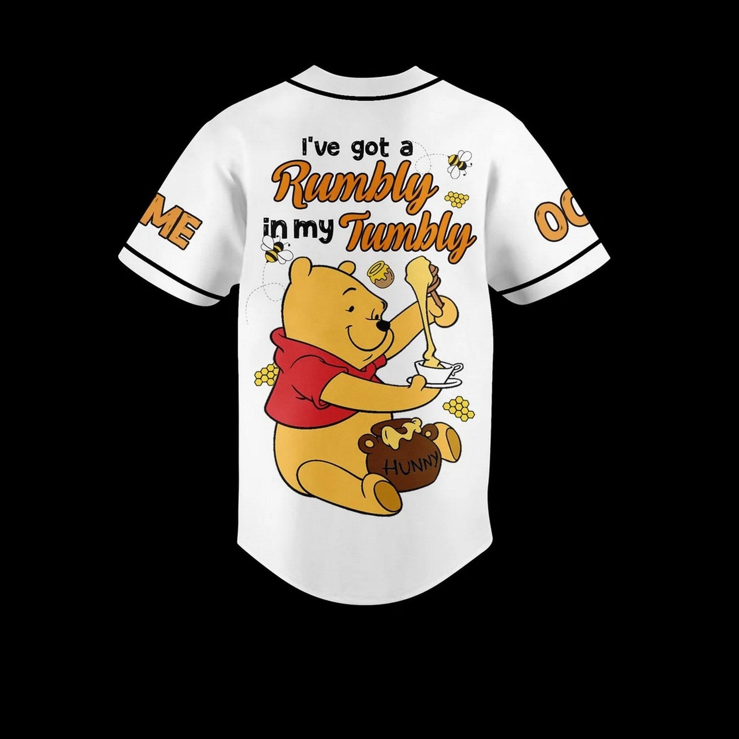 Custom Name Winnie The Pooh Bear White Baseball Jersey