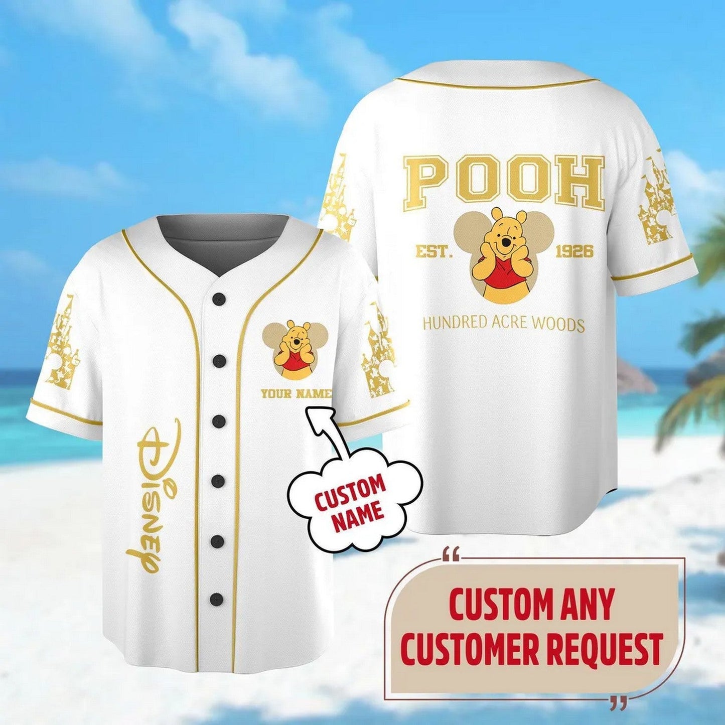 Custom Name Winnie The Pooh Est.1926 Baseball Jersey