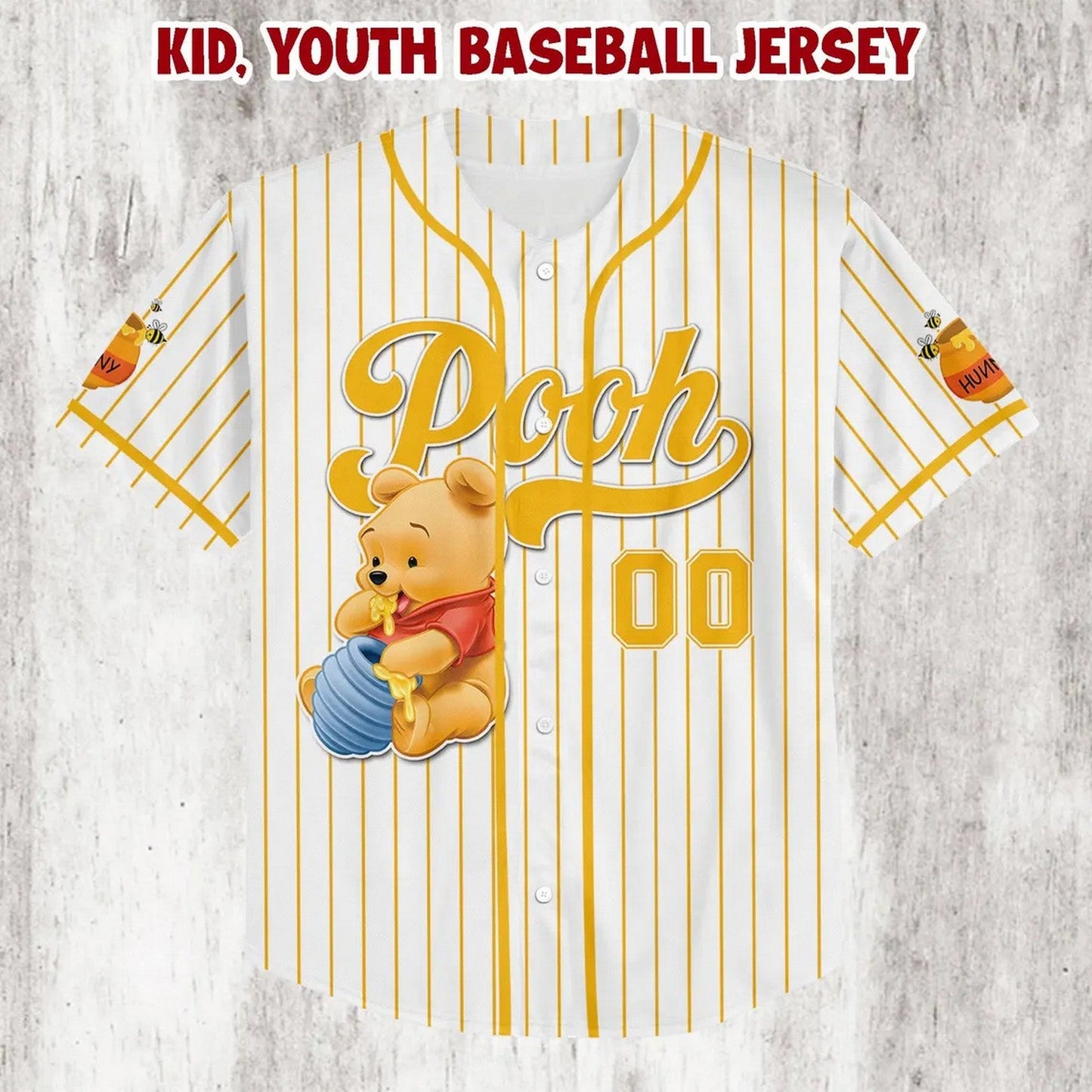 Custom Name Winnie The Pooh White Baseball Jersey