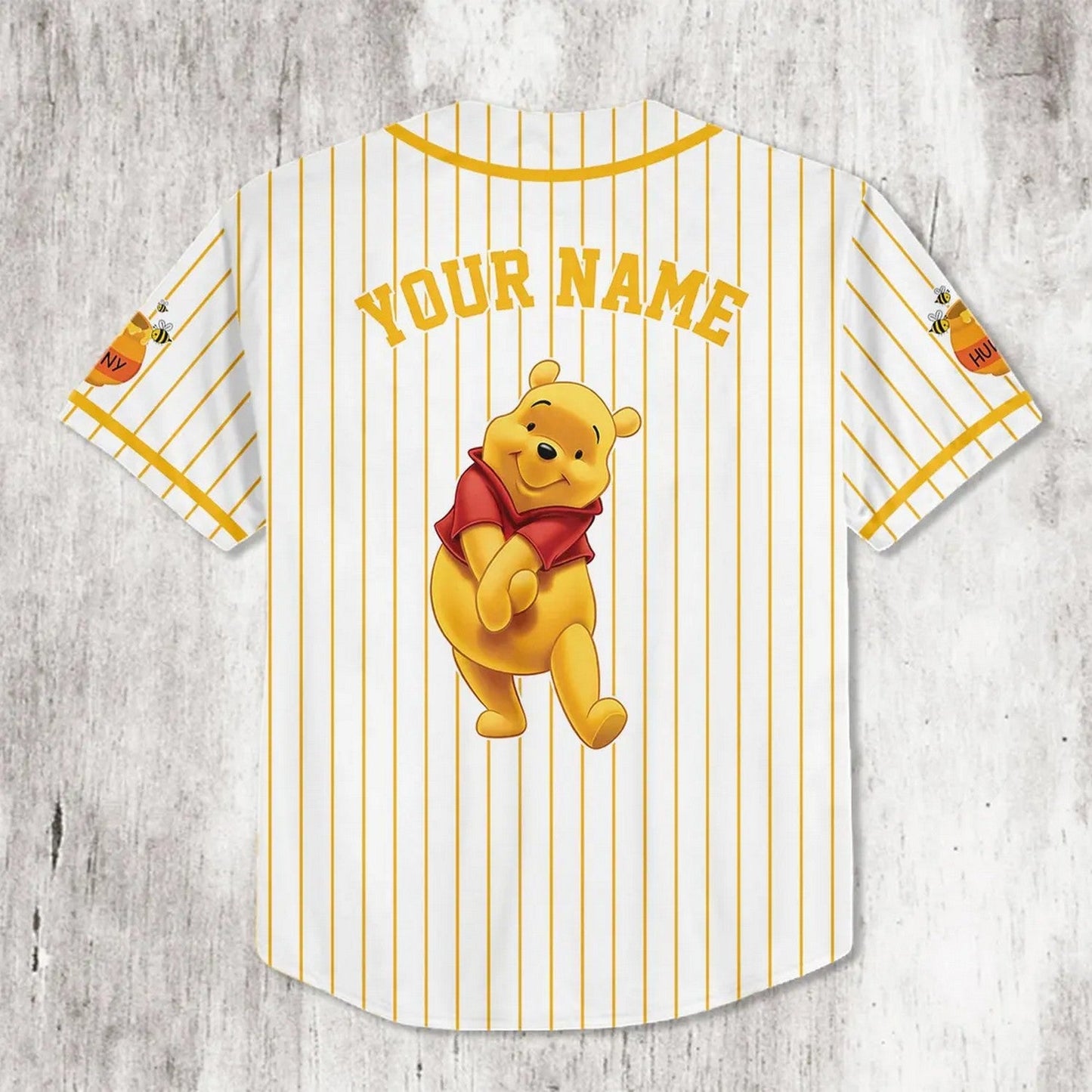 Custom Name Winnie The Pooh White Baseball Jersey