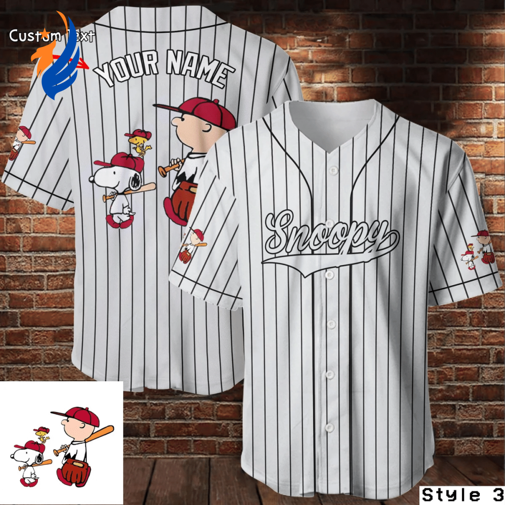 Custom Names cute Charlie Brown and Snoopy Gift for lover Baseball Jersey - Gift for Women Men - Bafud