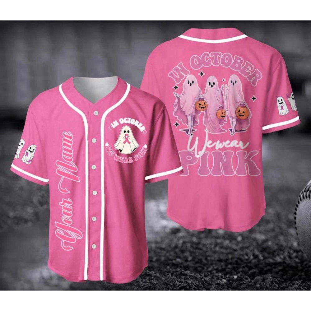 Custom Pink Baseball Jersey: Cancer Support Shirt for Halloween & Christmas - Aopprinter