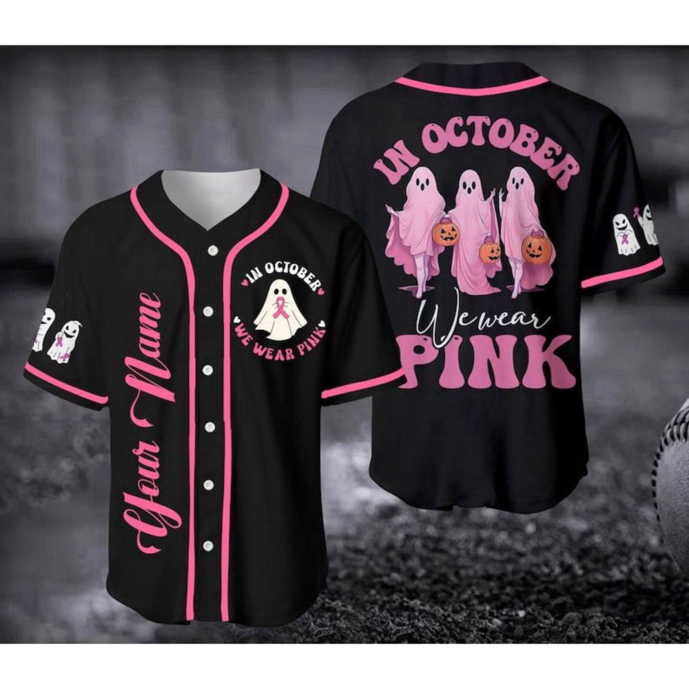 Custom Pink Baseball Jersey: Cancer Support Shirt for Halloween & Christmas - Aopprinter