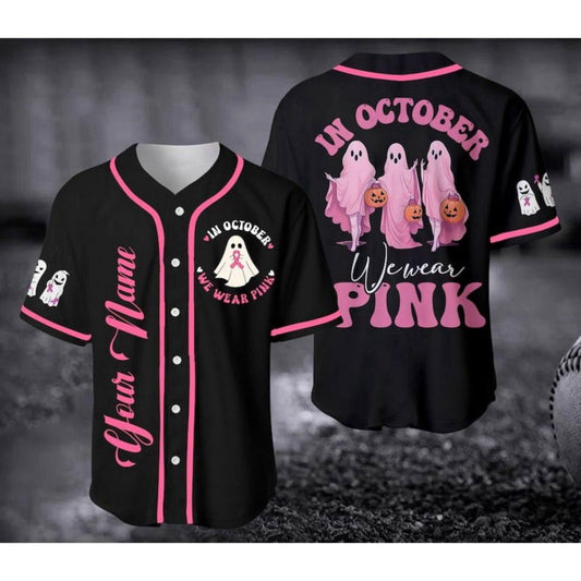 Custom Pink Baseball Jersey: Cancer Support Shirt for Halloween & Christmas - Aopprinter