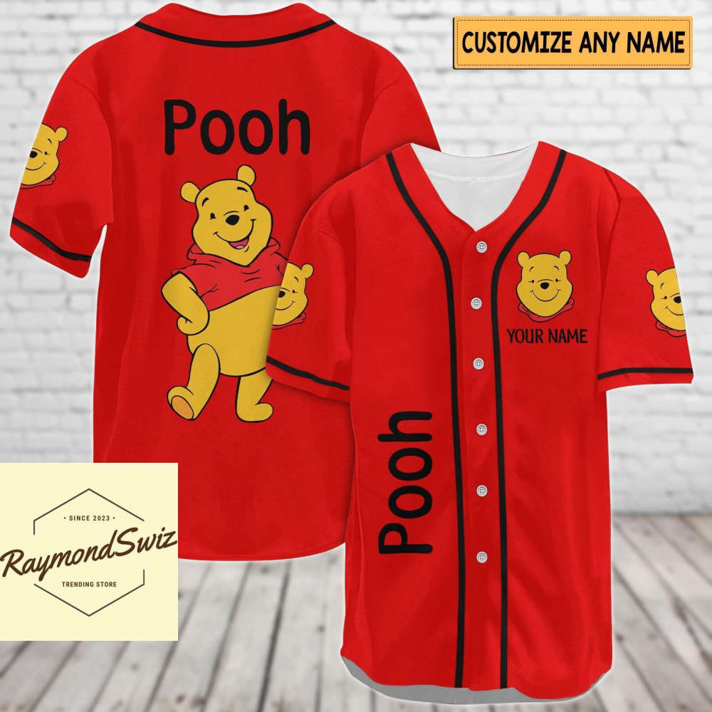 Custom Pooh Jersey Shirt, Pooh Baseball Shirt, Pooh Bear Jersey - lylyprint.com
