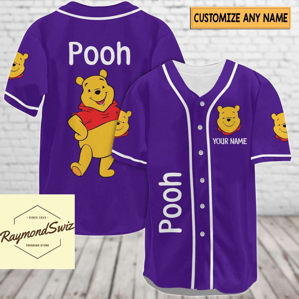 Custom Pooh Jersey Shirt, Pooh Baseball Shirt, Pooh Bear Jersey - lylyprint.com