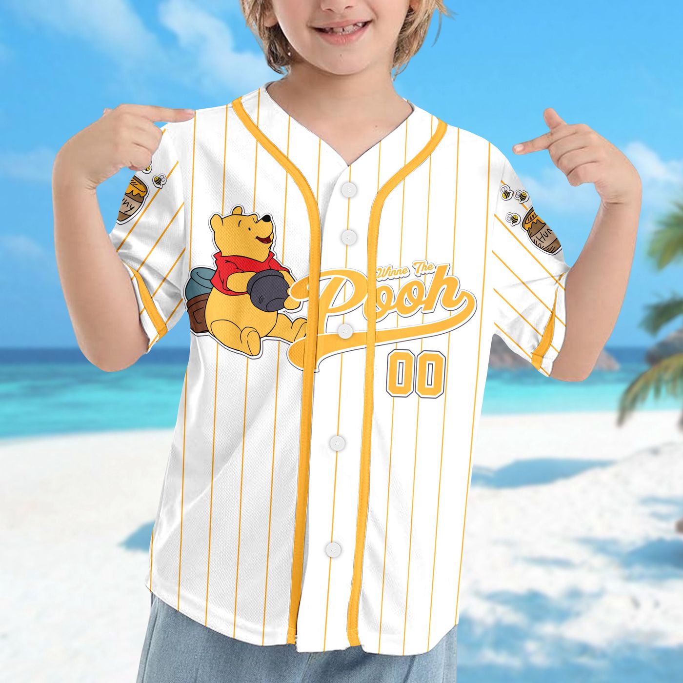 Custom Winnie the Pooh Baseball Jersey - Perfect Pooh Baseball Team Outfit & Magic Kingdom Family Trip Shirt - Ideal Birthday Gift For Kid - Bafud