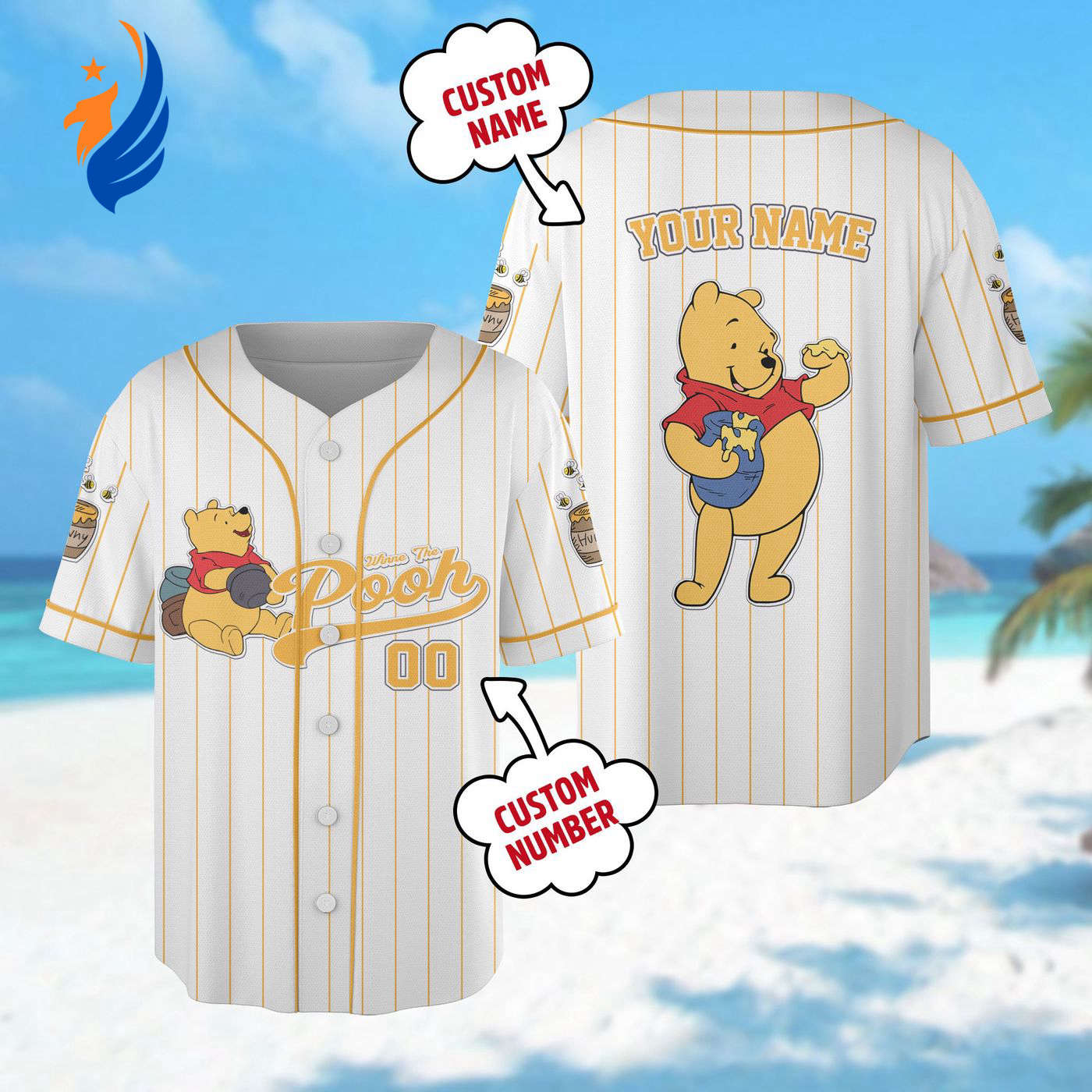 Custom Winnie the Pooh Baseball Jersey - Perfect Pooh Baseball Team Outfit & Magic Kingdom Family Trip Shirt - Ideal Birthday Gift For Kid - Bafud