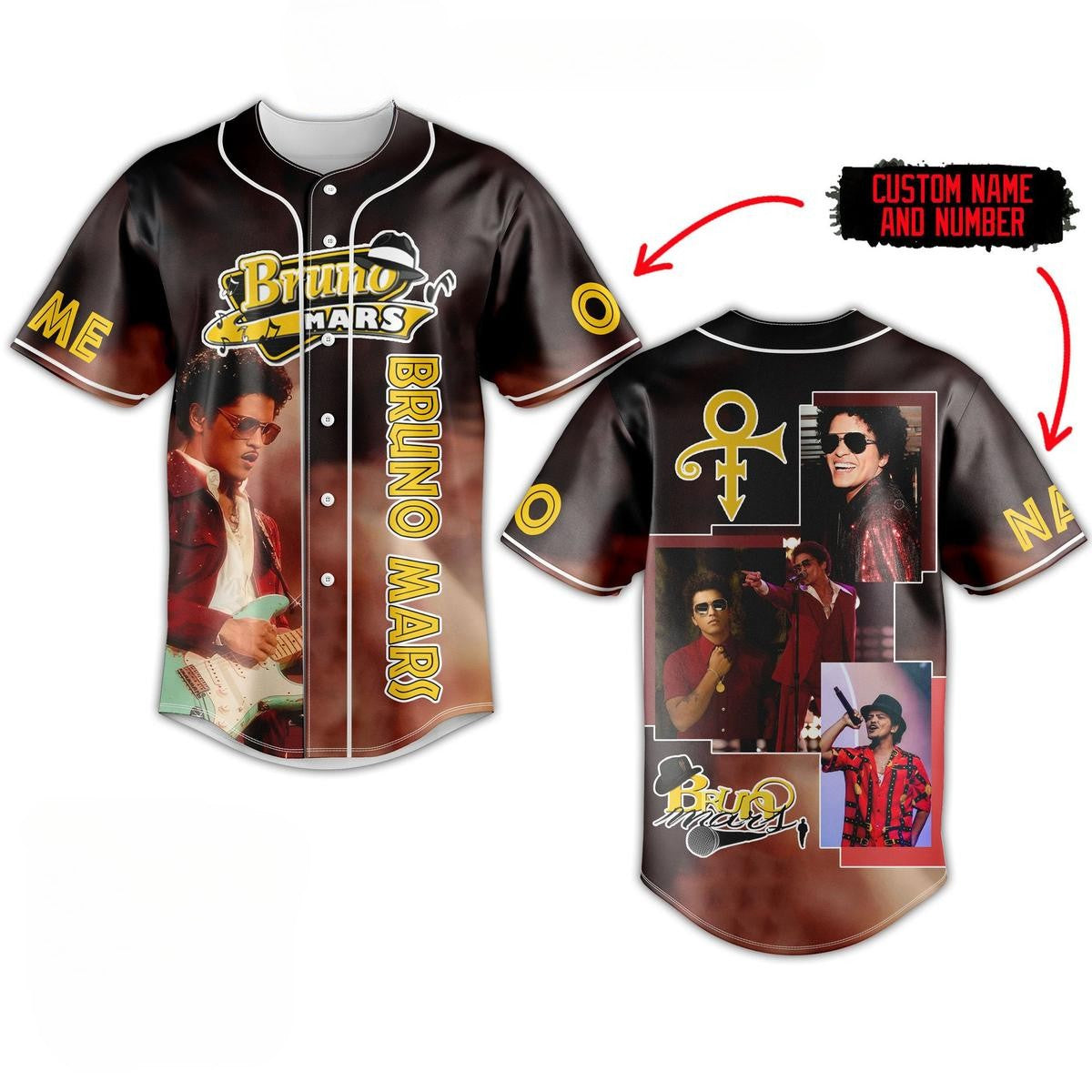 Customized Bruno Mars Stylish Baseball Jersey