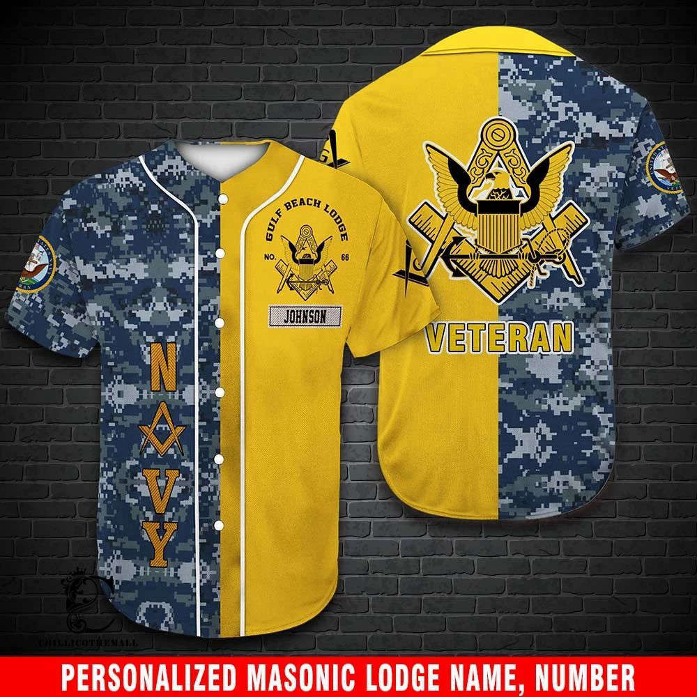 Customized Navy Veteran Freemasonry Baseball Jersey - Show Your Pride! - Aopprinter