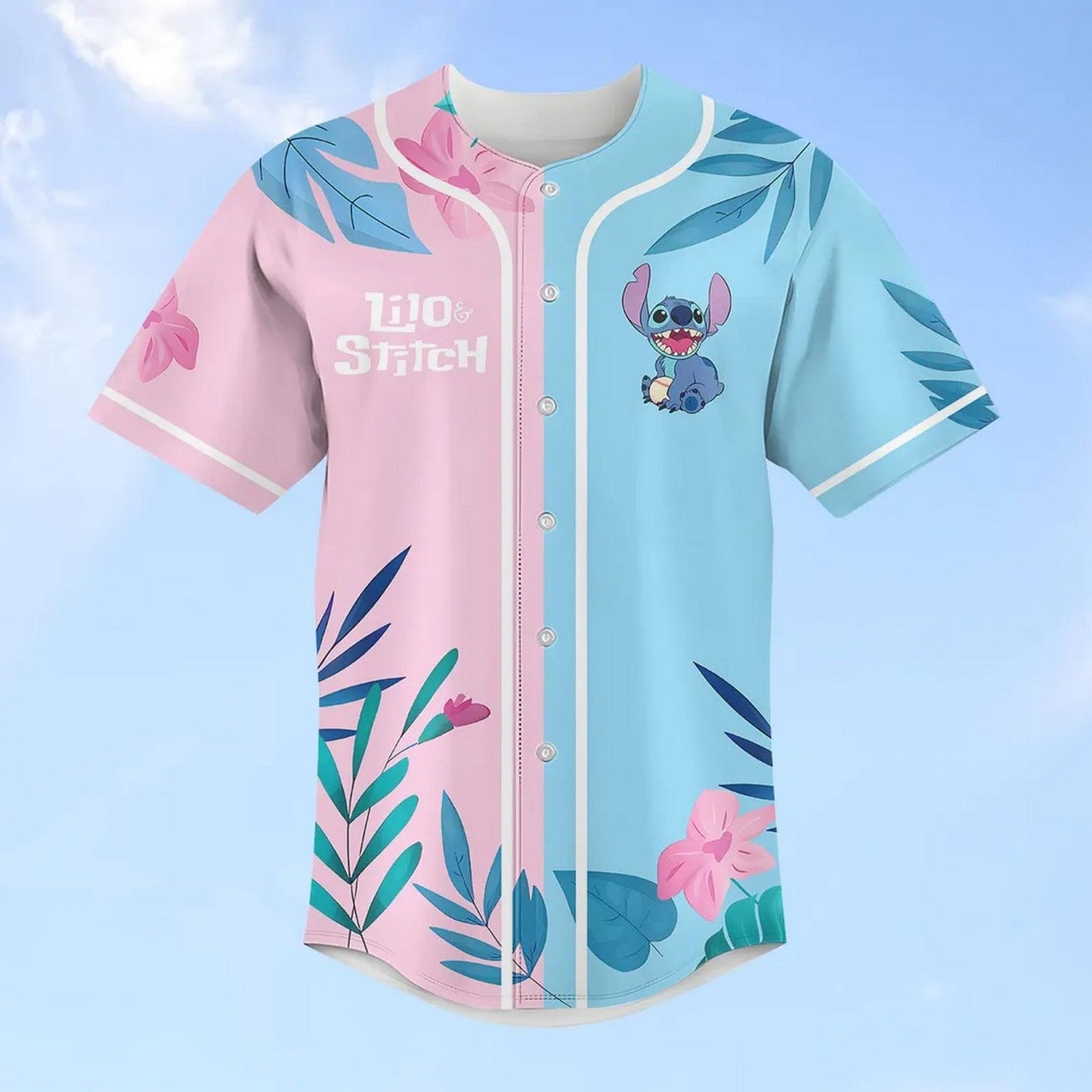 Cute Stitch Floral Baseball Jersey