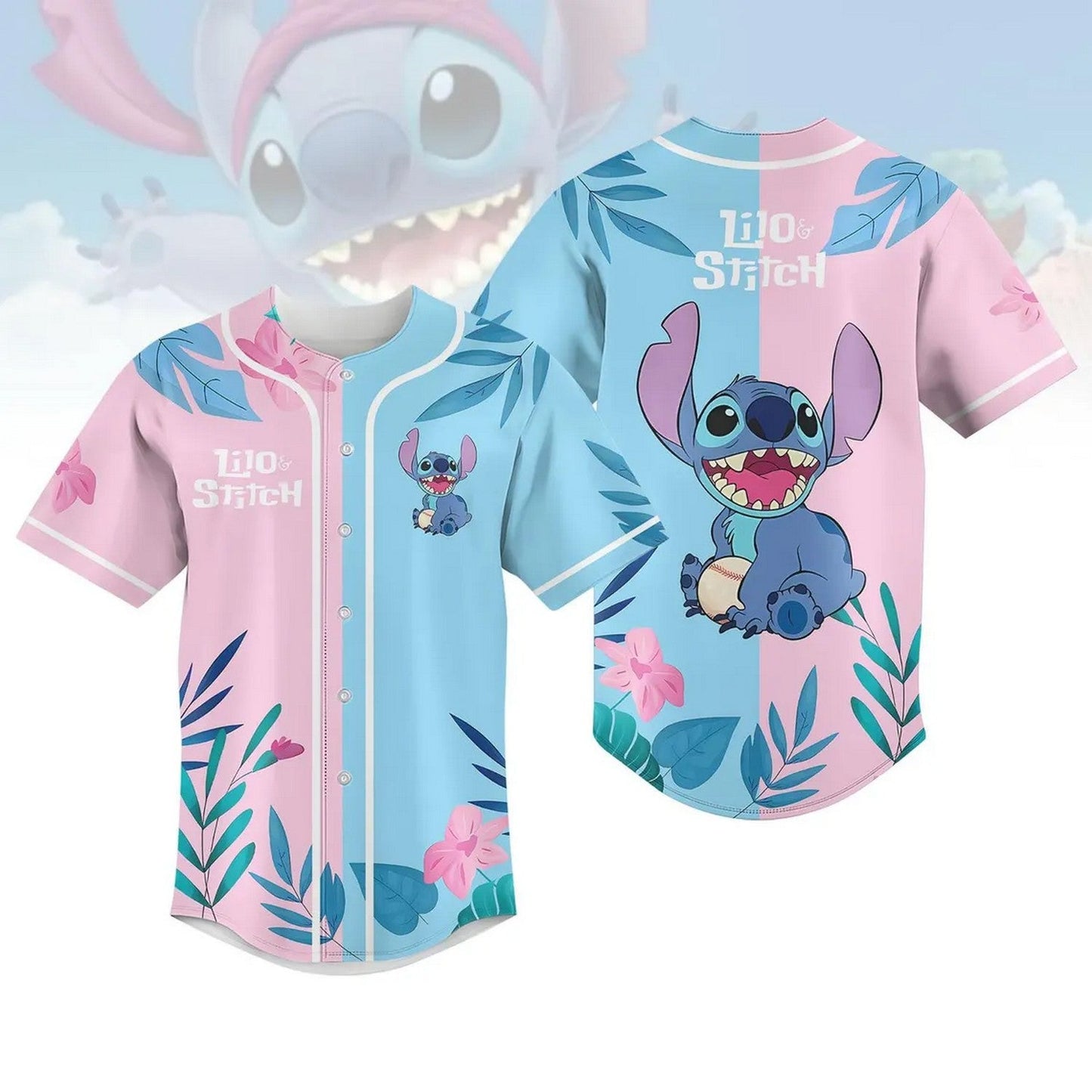 Cute Stitch Floral Baseball Jersey