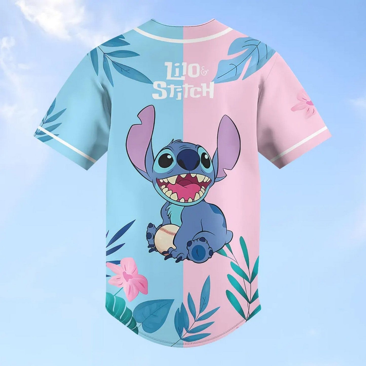 Cute Stitch Floral Baseball Jersey