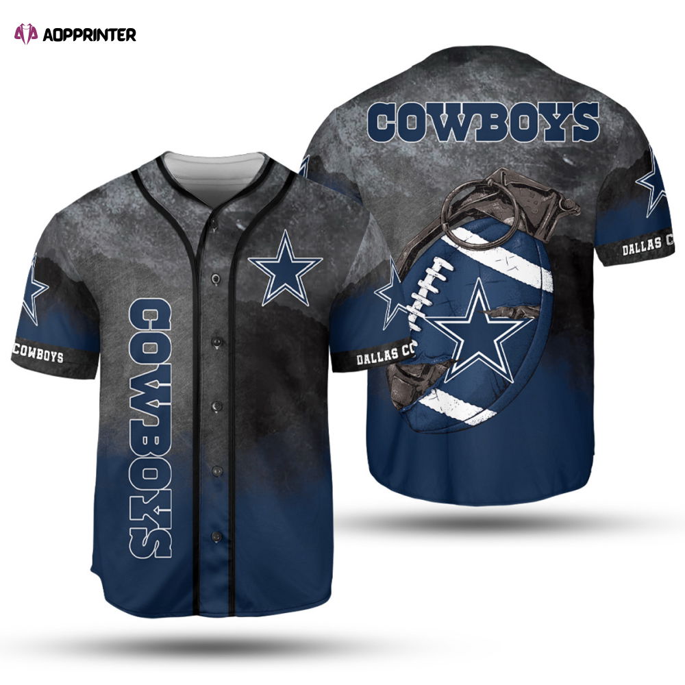 Dallas Cowboys Baseball Jersey, Cowboys Word And Grenade, Dallas Cowboys Gifts Ideas - Perfect Gifts For Your Loved Ones Jersey Shirt - Aopprinter