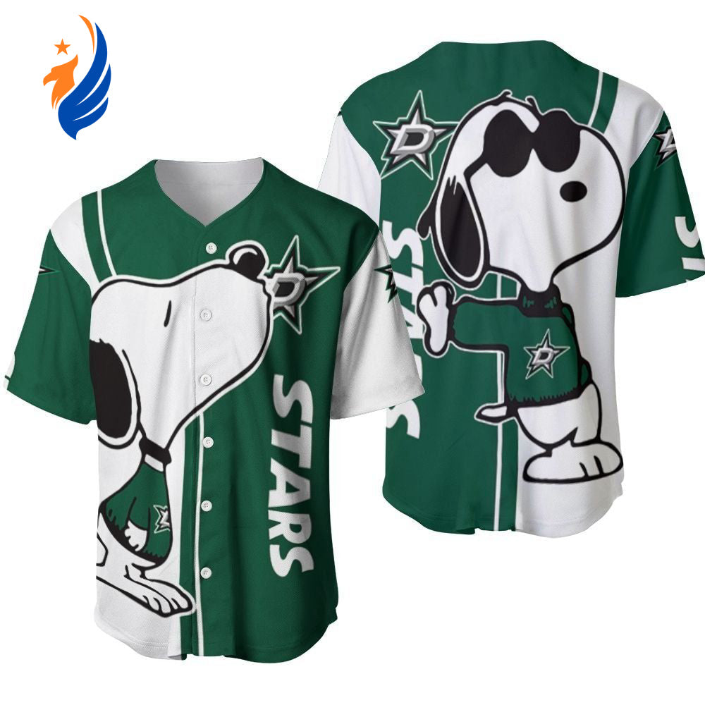 Dallas Stars Snoopy Lover Printed Baseball Jersey - Gift for Men Women- Gift for Women Men - Bafud