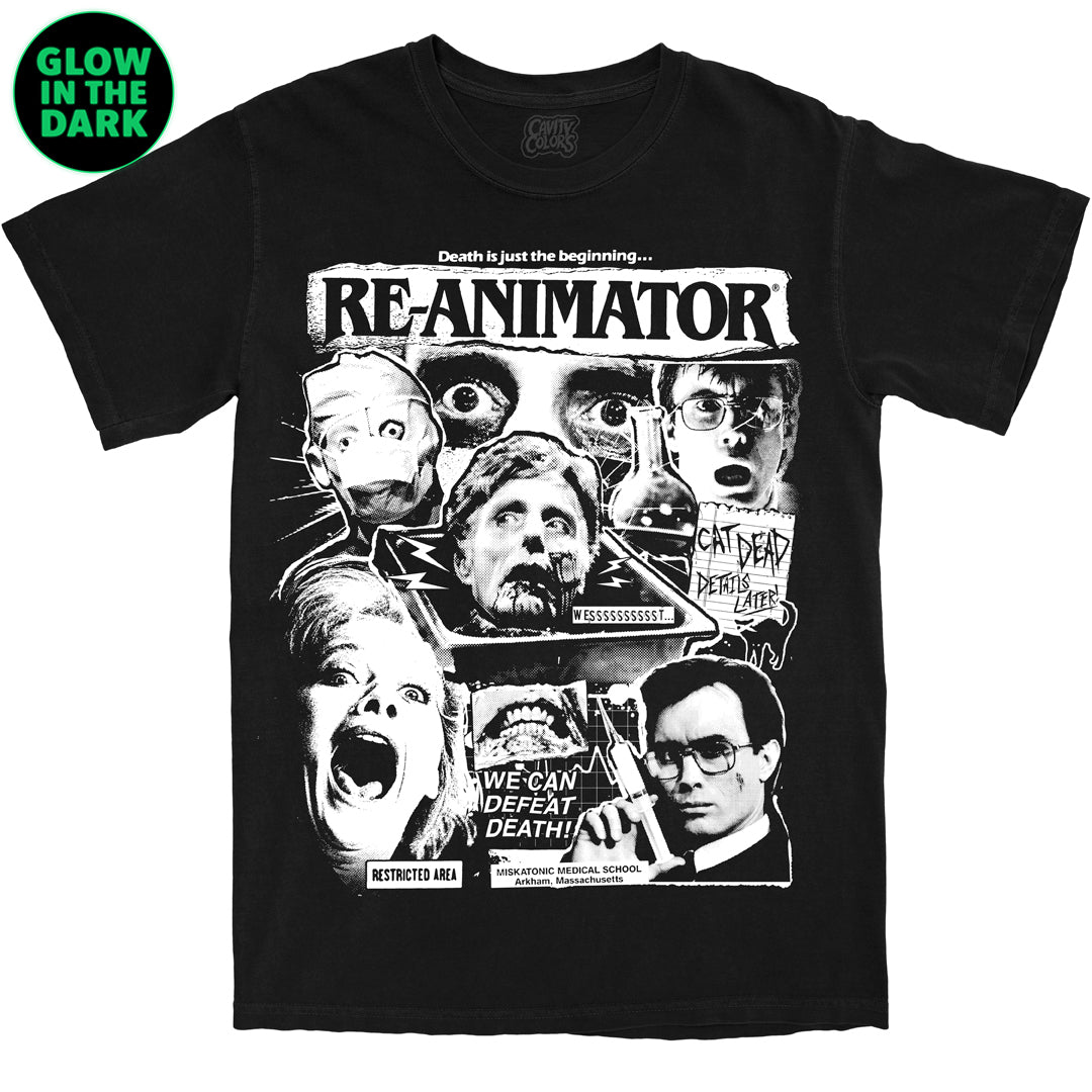 RE-ANIMATOR: DEATH DEFEATED - T-SHIRT - COMFORT COLORS (GLOW IN THE DARK)