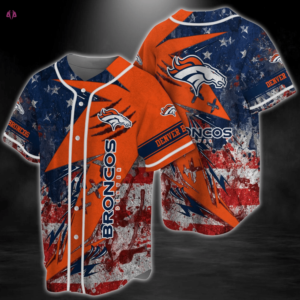 Denver Broncos Stars and Stripes Baseball Jersey Shirt for Patriotic Fans - Aopprinter