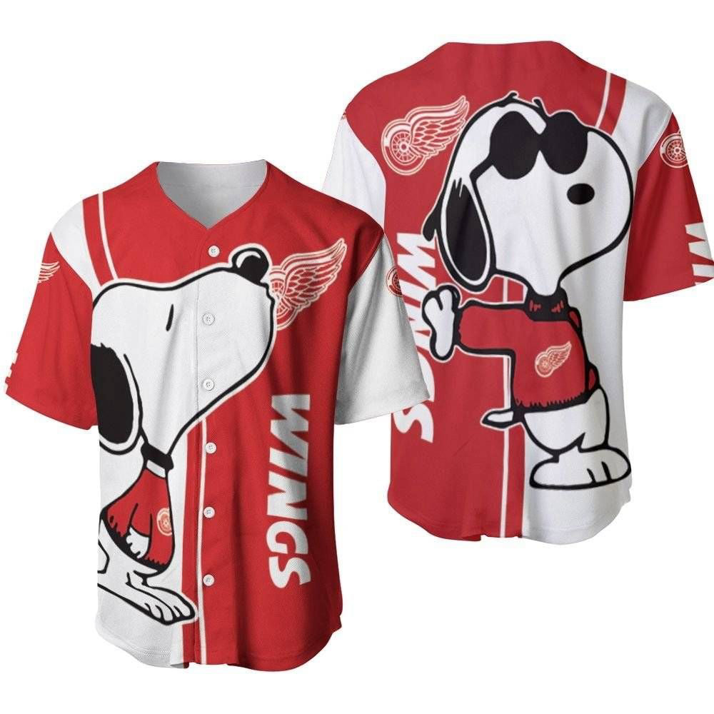 Detroit Red Wings Snoopy Lover Printed Baseball Jersey - Gift for Women Men - Bafud