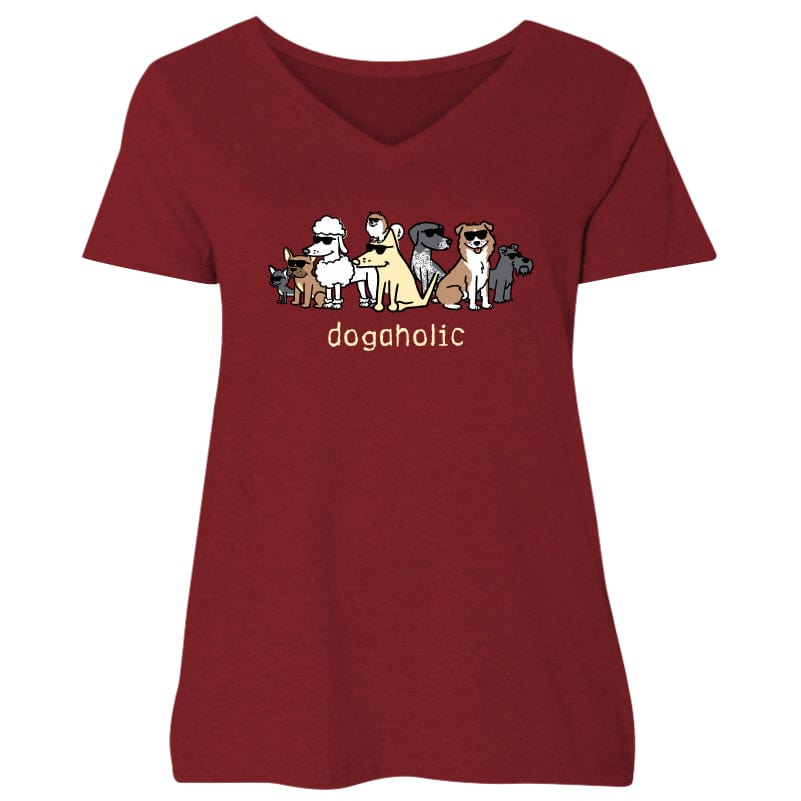 Dogaholic - Ladies Curvy V-Neck Tee