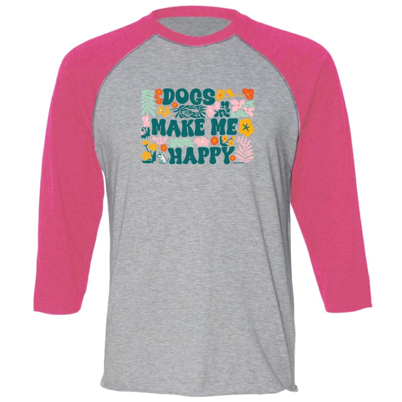 Dogs Make Me Happy - Baseball T-Shirt