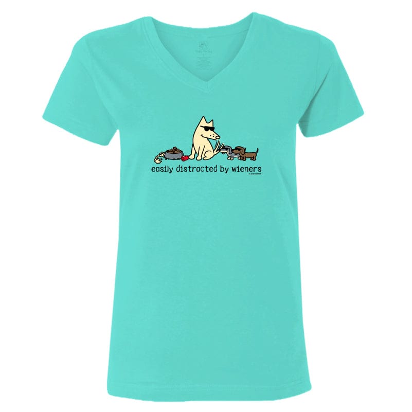Easily Distracted By Weiners - Ladies T-Shirt V-Neck