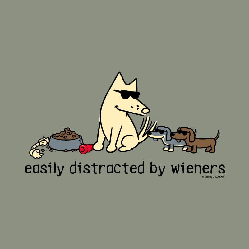 Easily Distracted By Weiners - Ladies Curvy V-Neck Tee