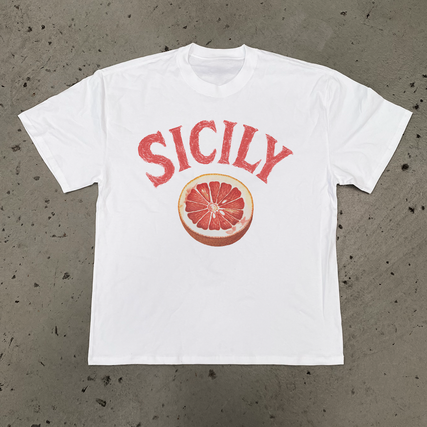 BLOOD ORANGE 'SICILY' BAGGY FADED WHITE TEE