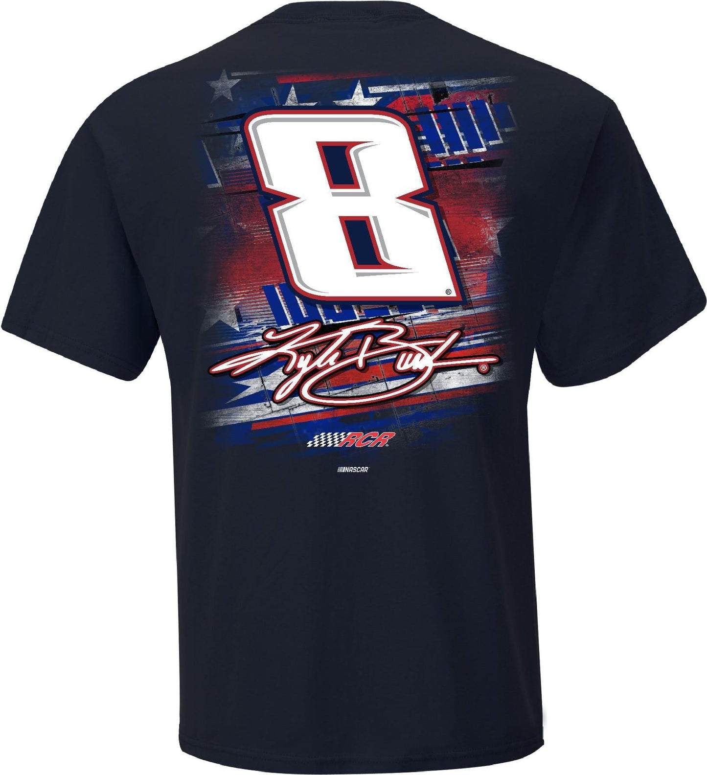 KYLE BUSCH #8 CHEDDAR'S PATRIOTIC NAVY 2-SPOT CAR TEE