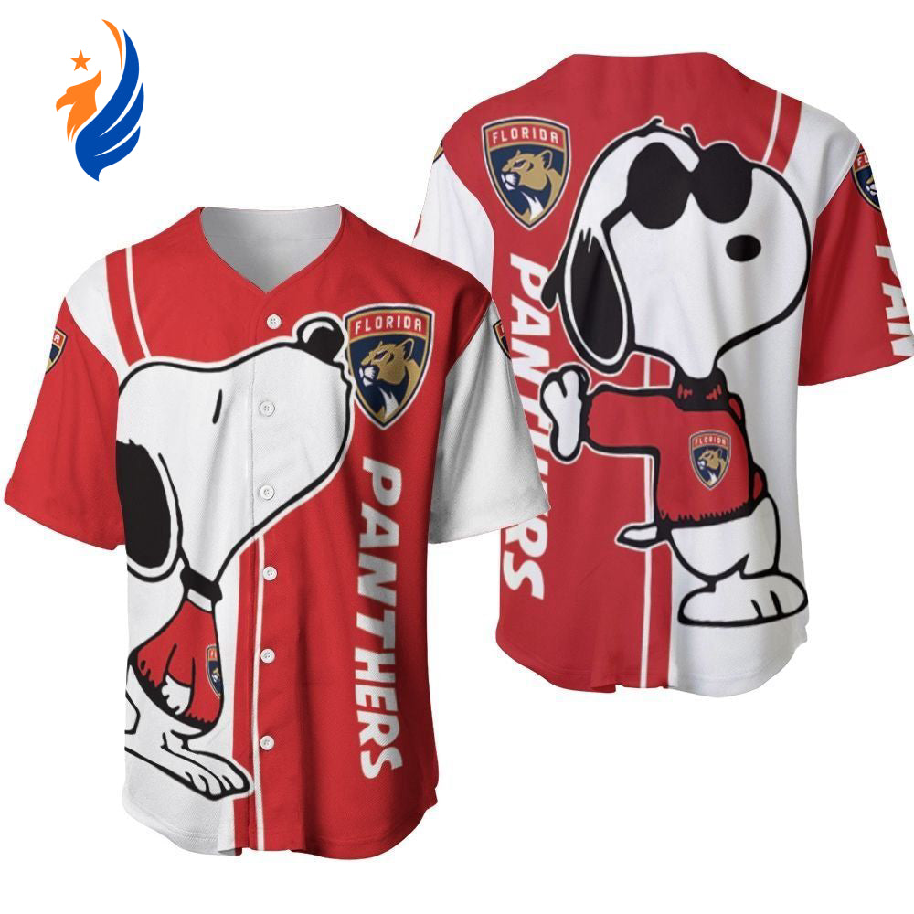 Florida Panthers Snoopy Lover Printed Baseball Jersey - Gift for Men Women- Gift for Women Men - Bafud