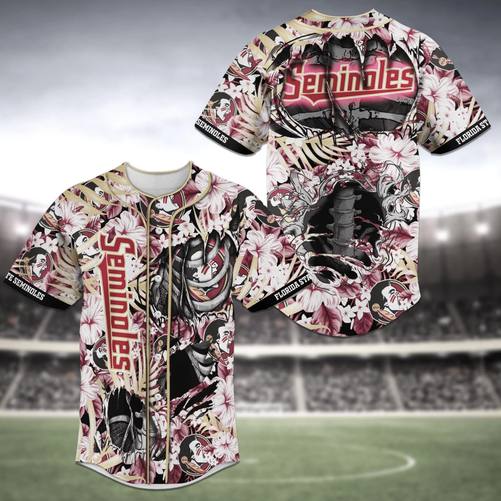Florida State Seminoles NCAA Baseball Jersey Shirt Skeleton - Aopprinter