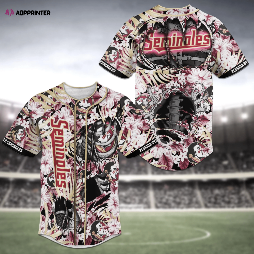Florida State Seminoles NCAA Baseball Jersey Shirt Skeleton - Aopprinter