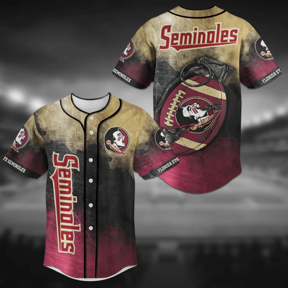 Florida State Seminoles NCAA Baseball Jersey Shirt with Unique Grenade Design - Aopprinter