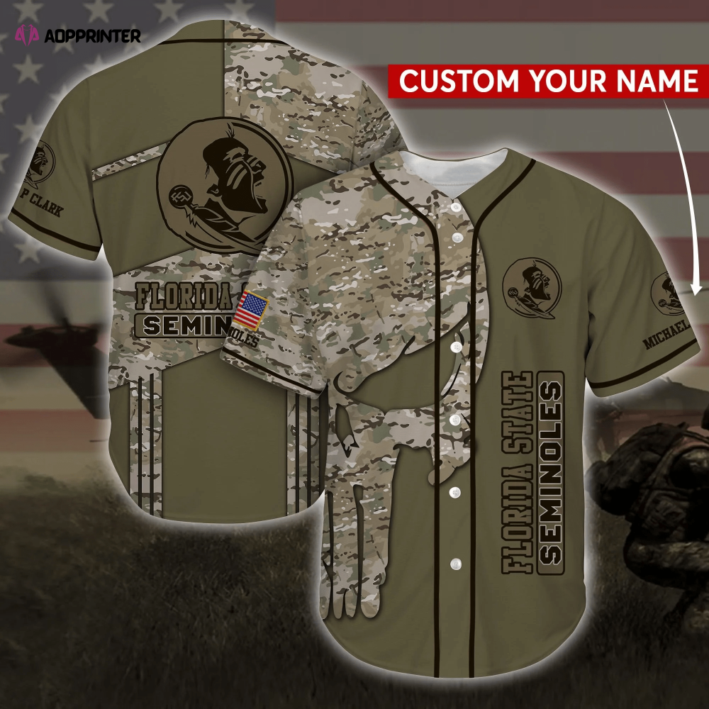 Florida State Seminoles NCAA Personalized Baseball Jersey Shirt Camo FVJ - Aopprinter