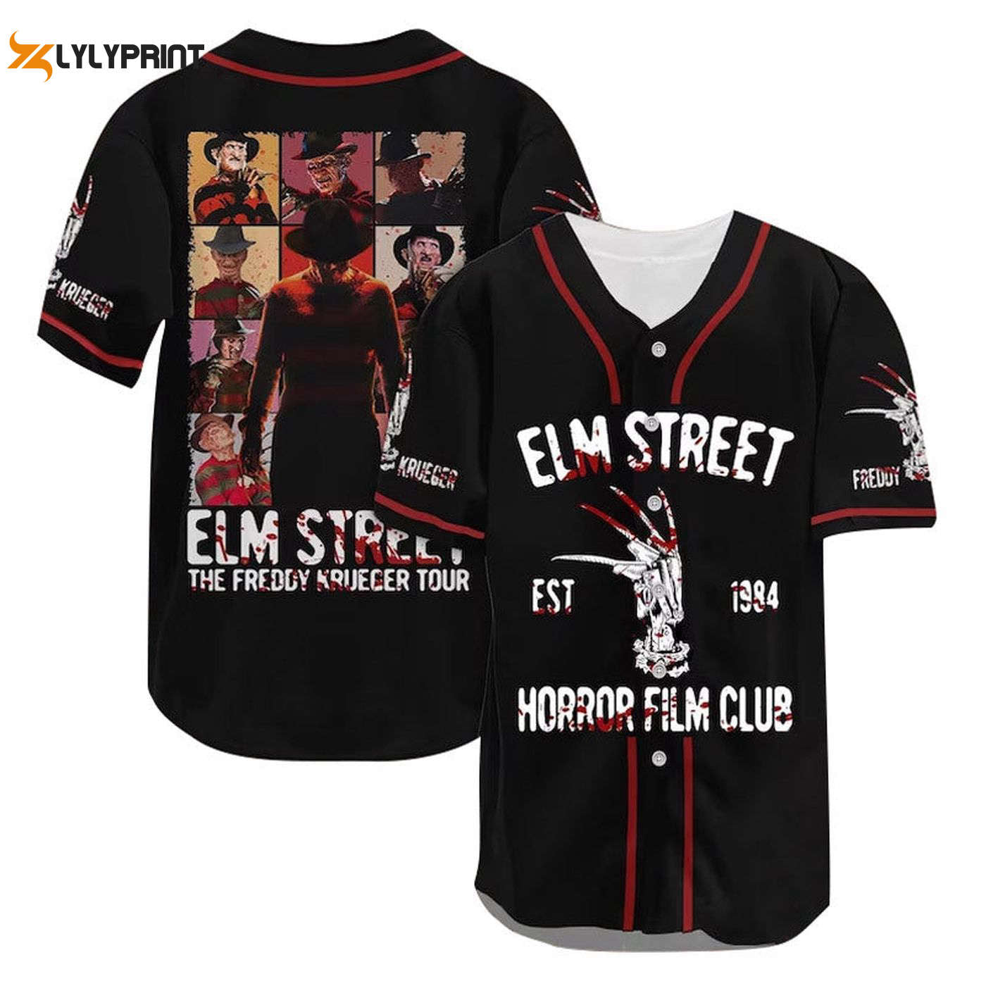 Freddy Krueger Elm Street Horror Film Club Baseball Jersey - Gift for Men Women - Gift for Men Women - lylyprint.com