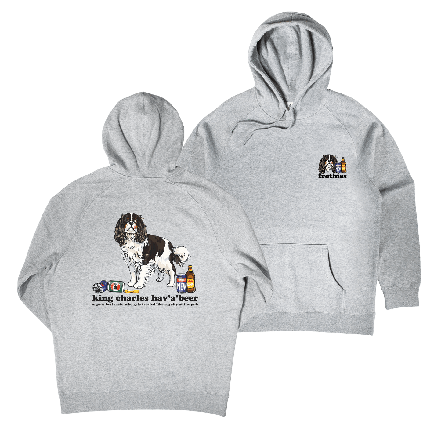 King Charles Hav'a'beer Hoodie Grey