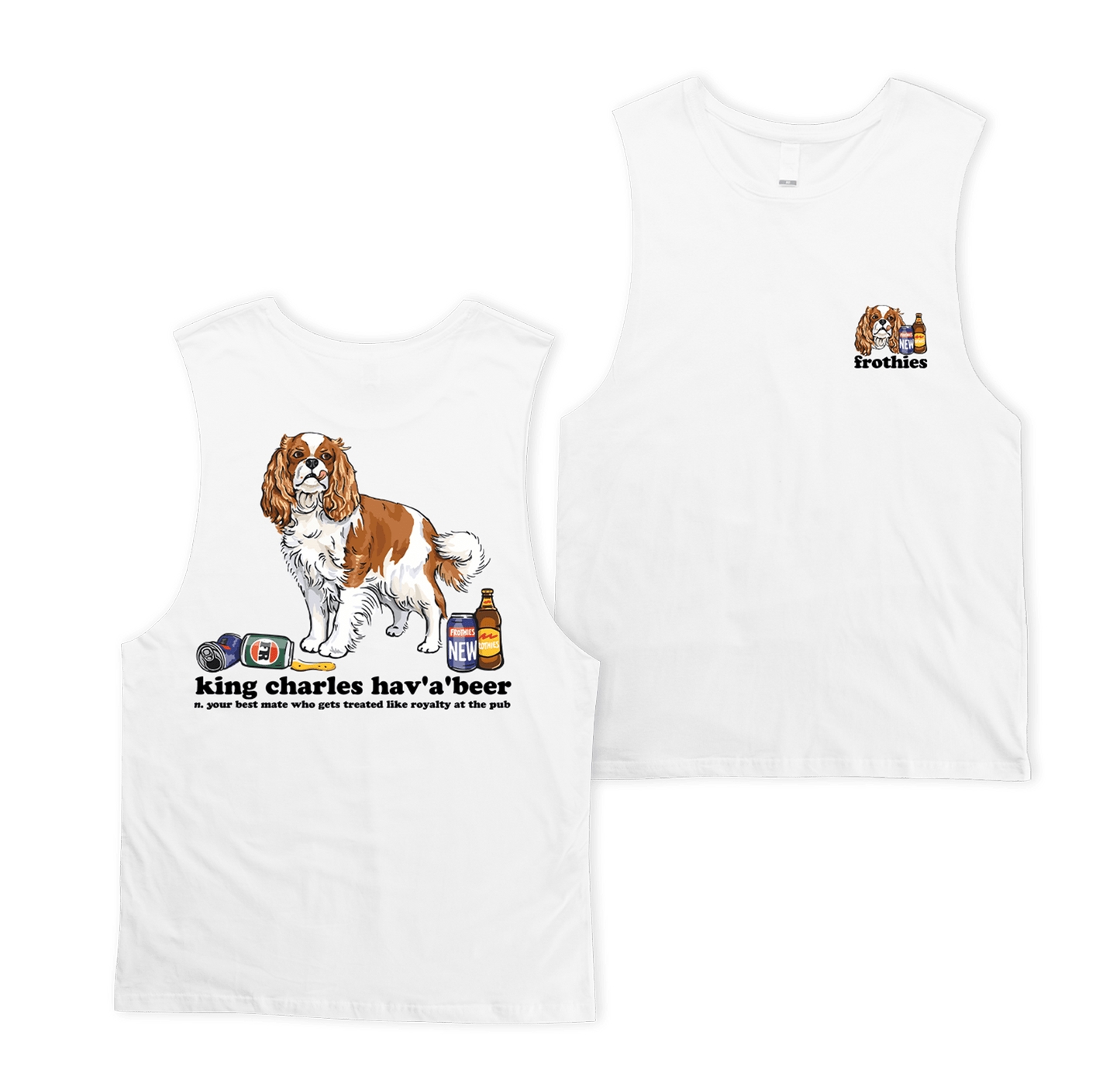 King Charles Hav'a'beer Muscle Tee White