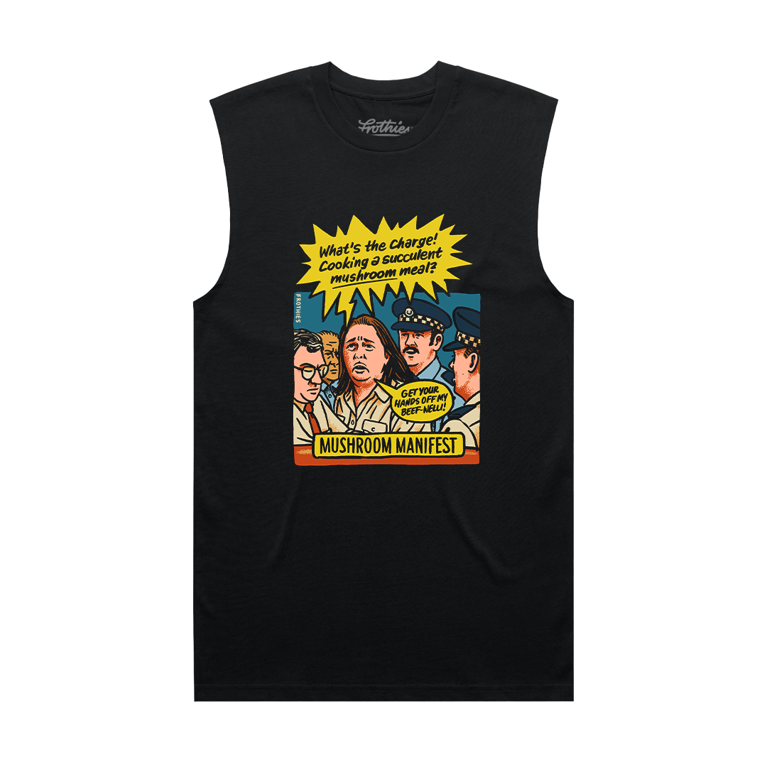 Mushroom Manifest Muscle Tee Black